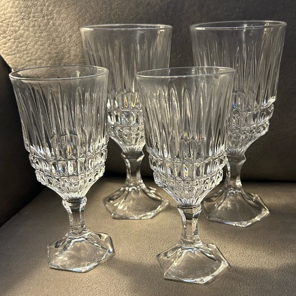 Fostoria HERITAGE CLEAR Pressed Crystal Iced Tea & Claret wine Goblets